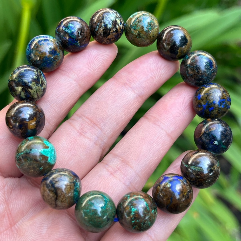 13.5mm‎ chunky stretchable Azurite bracelet